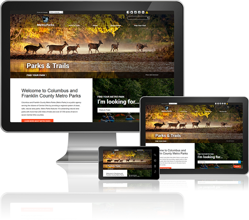 Columbus Metro Parks Website Design on multiple screen sizes